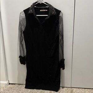 ESQUALO Black Dress with Gold Accents